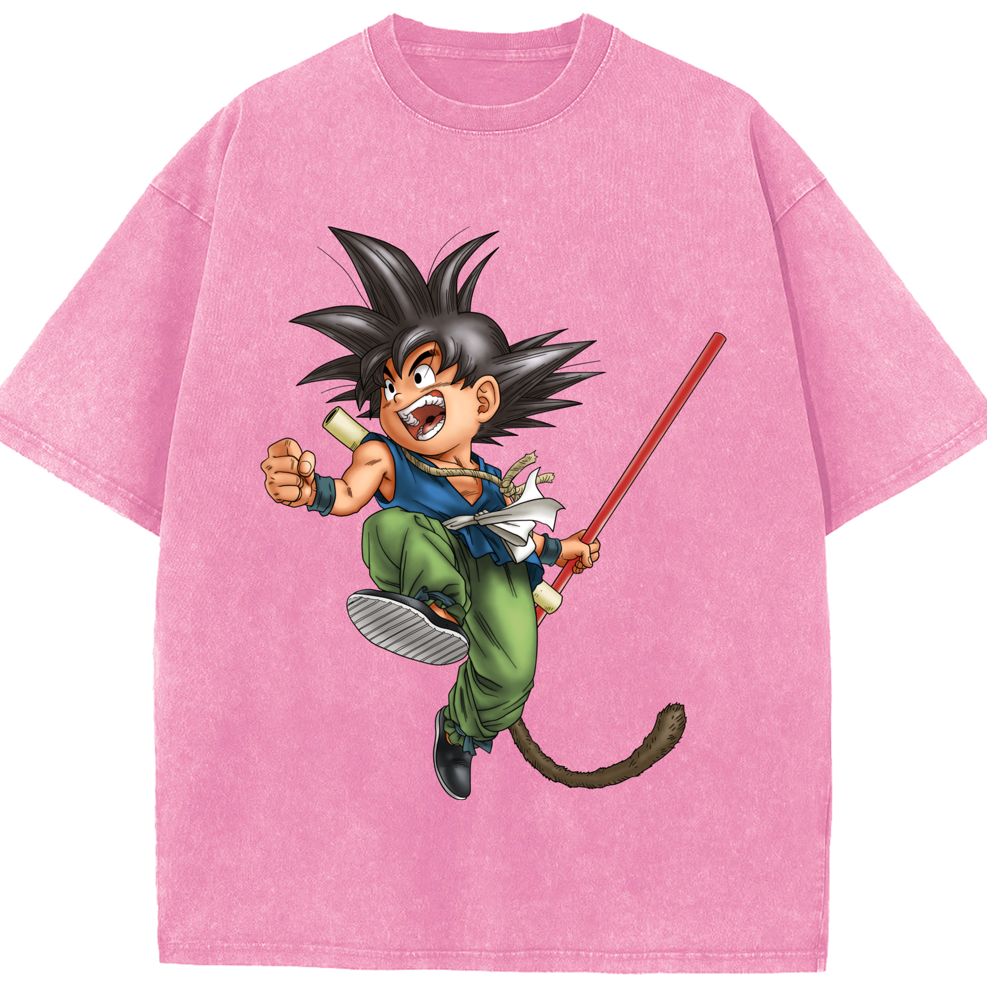 （画像用） ドラゴンボール 孫悟空（そん ごくう）Son Goku カカロット DRAGON BALL Kakarotto 綿100% ヴィンテージ風 半袖Tシャツ（フロントプリント）
